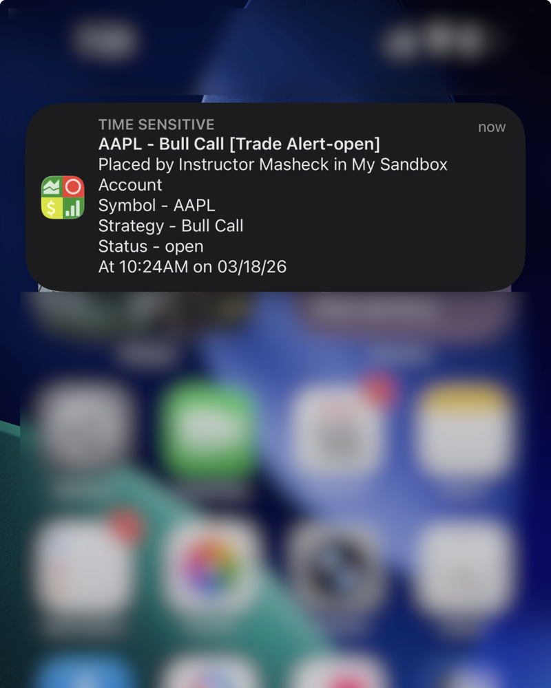 iVest+ Trade Alert Push Notification